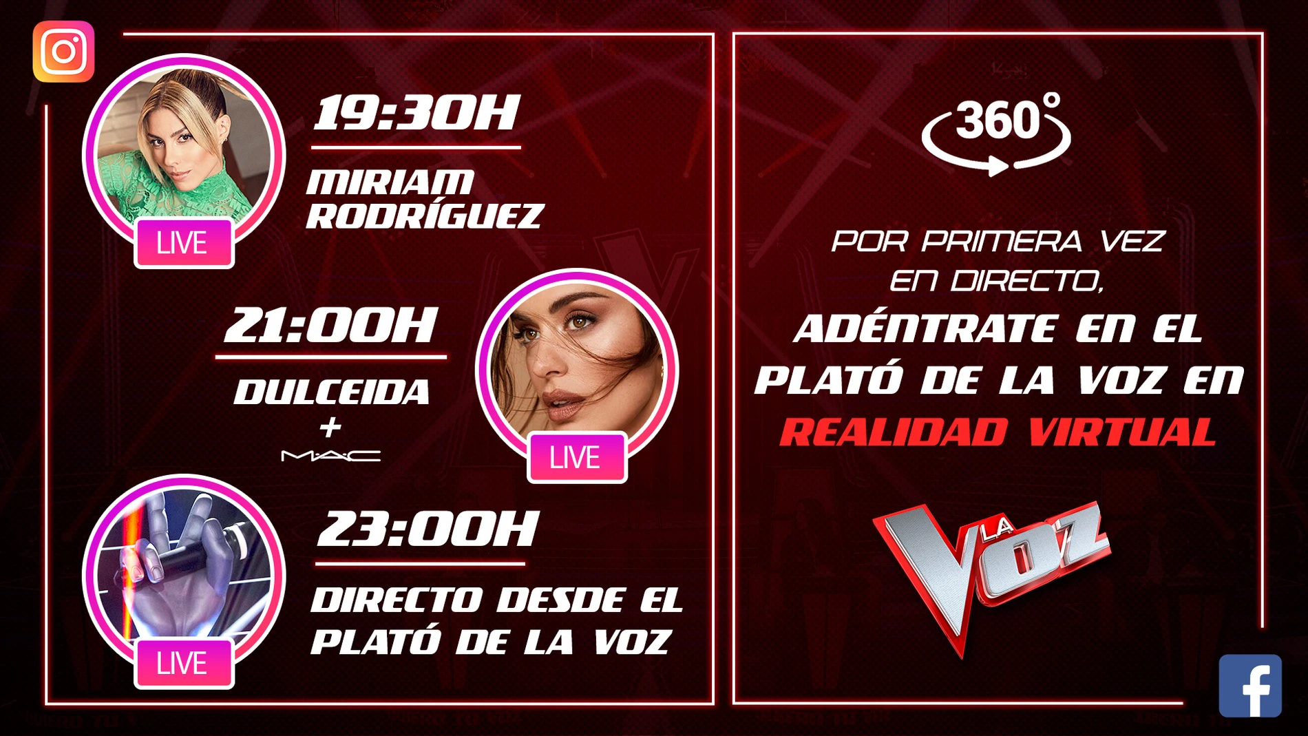 ¡Atentos a las redes sociales! El sábado te esperan Miriam Rodríguez, Dulceida y el plató de 'La Voz' como nunca lo has visto