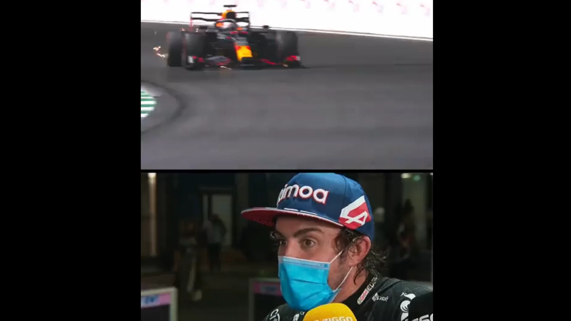 La inesperada y viral reacción de Alonso al accidente de Verstappen que la da la pole a Hamilton