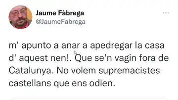 Un escritor independentista propone "apedrear" la casa de un niño cuyos padres piden que se impartan clases en castellano Un escritor independentista propone "apedrear" la casa de un niño cuyos padres piden que se impartan clases en castellano