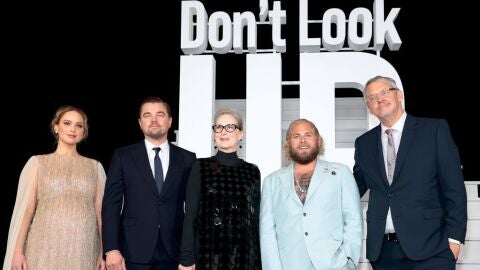 El elenco de 'No mires arriba' en la premiere (Jennifer Lawrence, Leonardo Dicaprio, Meryl Streep, Jonah Hill)
