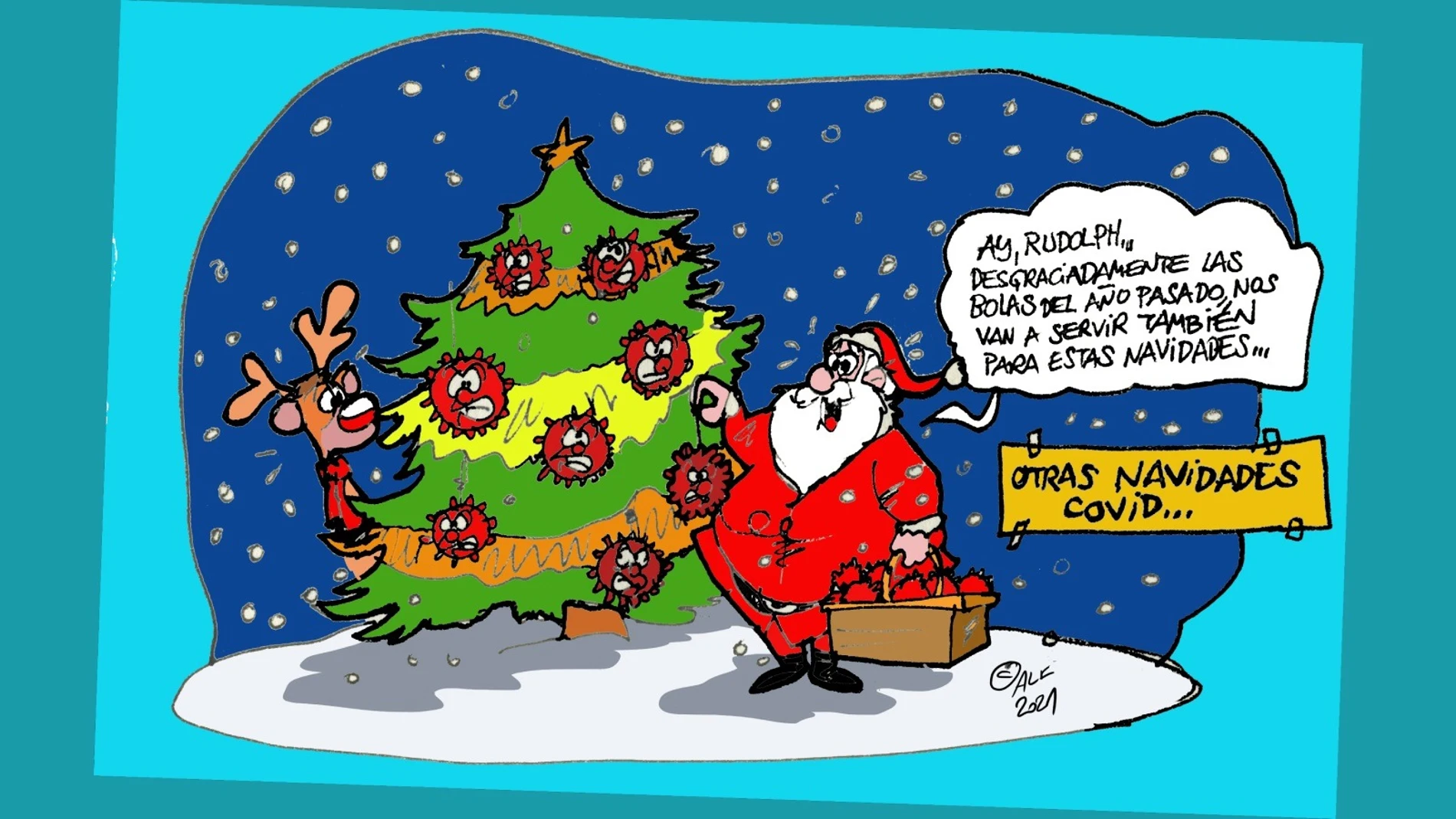 Unas nuevas Navidades marcadas por el coronavirus, en la viñeta gráfica de Alfredo Boto-Hervás Unas nuevas Navidades marcadas por el coronavirus, en la viñeta gráfica de Alfredo Boto-Hervás