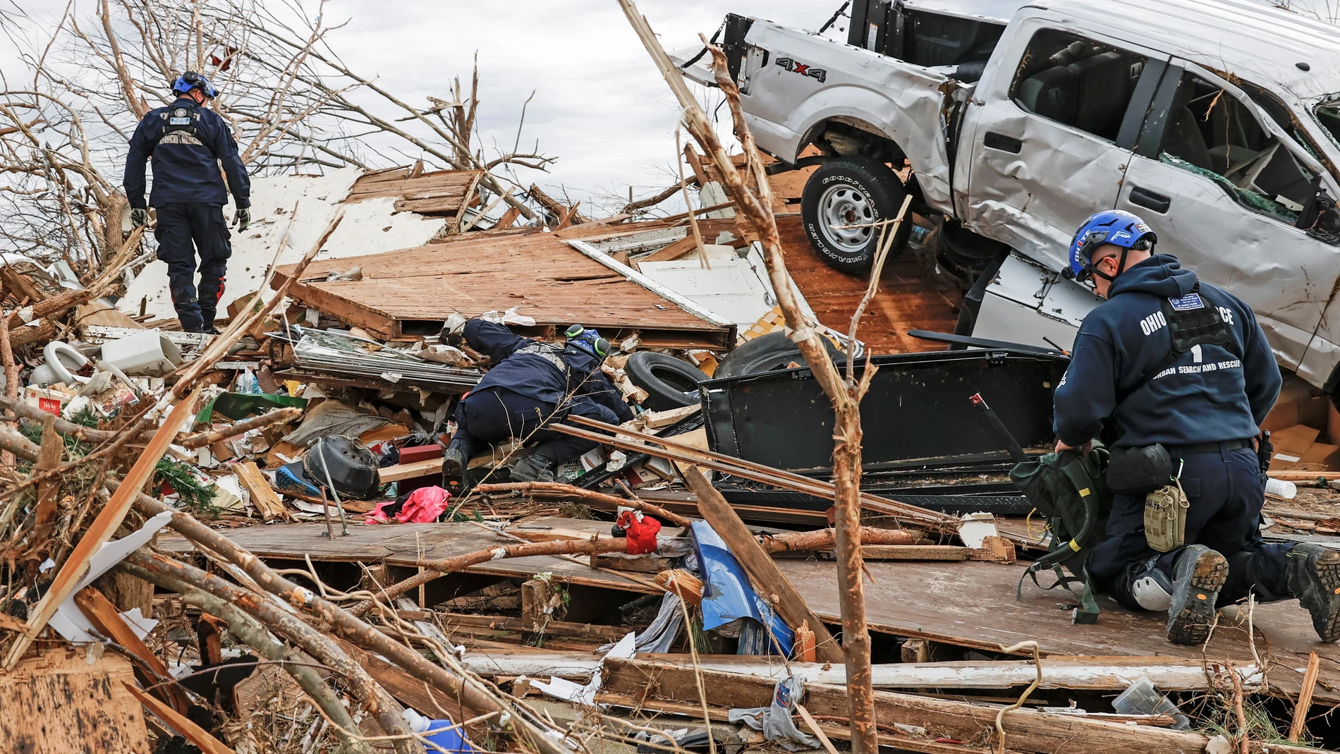Destrozos en Dawson Springs, Kentucky, generados por un tornado