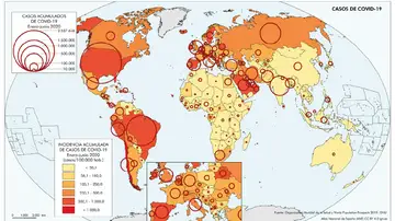 Casos de coronavirus entre enero y junio de 2020