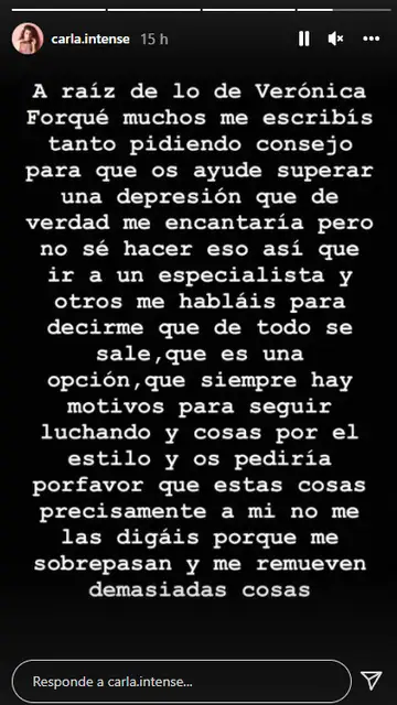 Las conmovedoras palabras de Carla Vigo tras la muerte de Verónica Forqué Las conmovedoras palabras de Carla Vigo tras la muerte de Verónica Forqué
