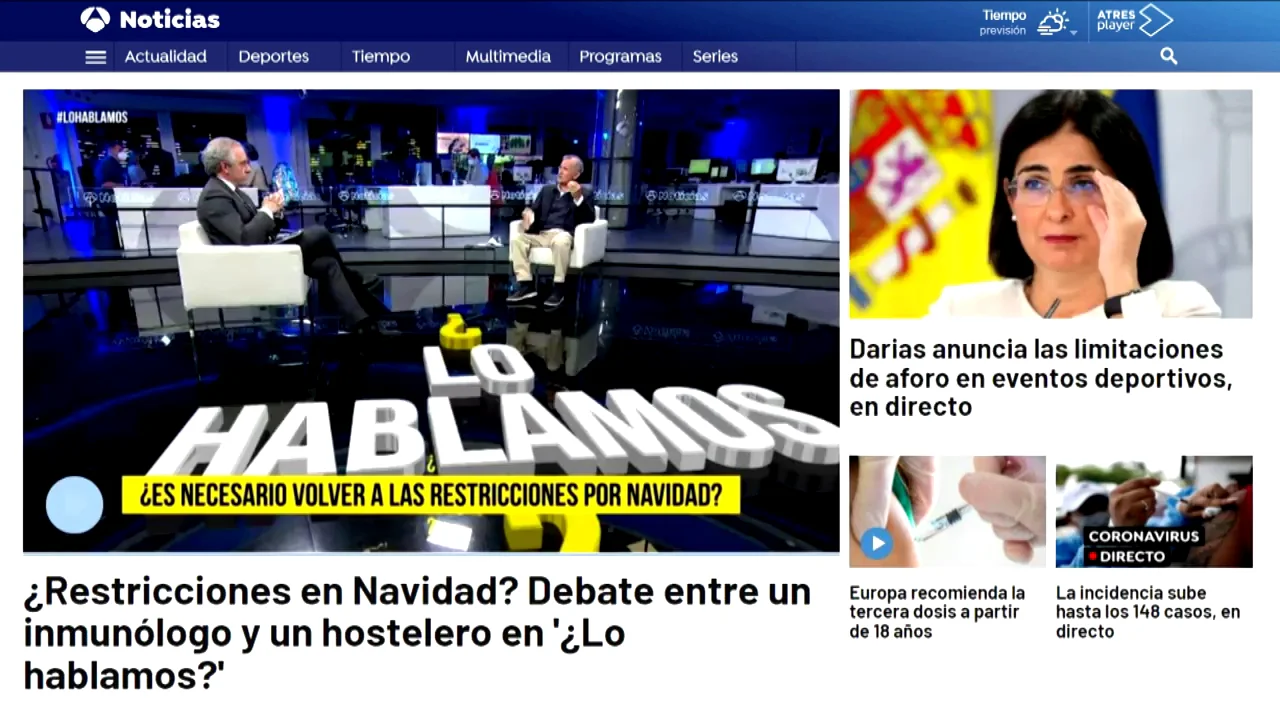 Antena 3 logra un 2% m&aacute;s de visitas que en octubre y supera los 10 millones de usuarios en Internet 