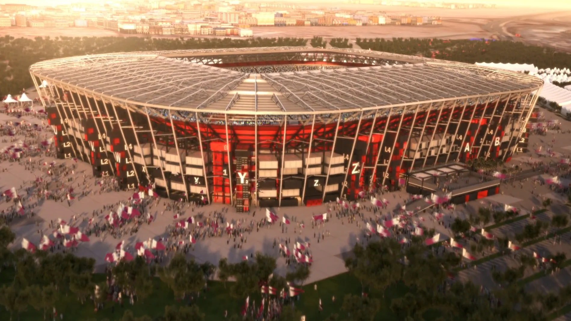 El estadio desmontable y hecho con contenedores del Mundial de Qatar 2022 creado en España
