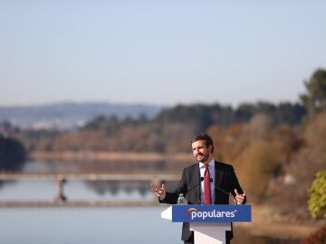 Pablo Casado en el acto celebrado hoy en Galicia