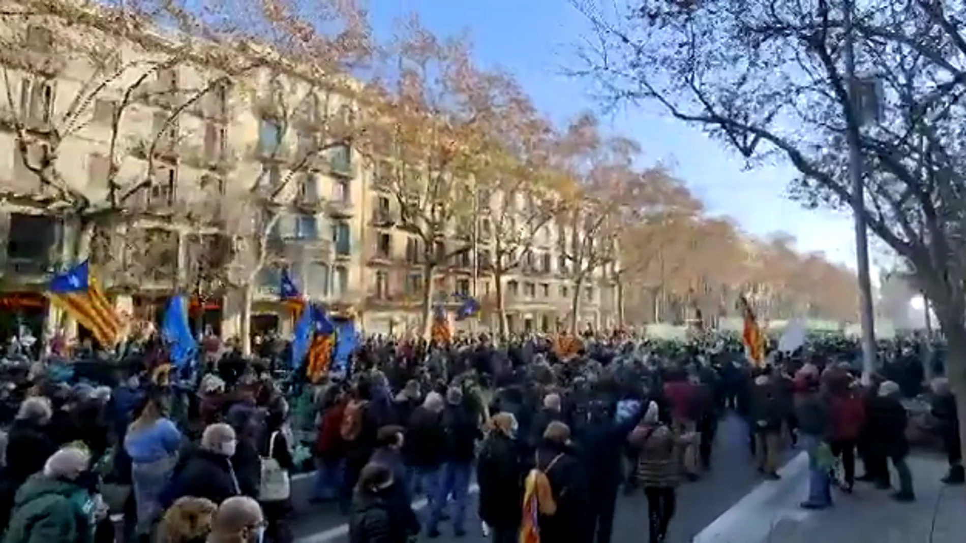 Multitudinaria manifestación en Barcelona en apoyo a la escuela en catalán