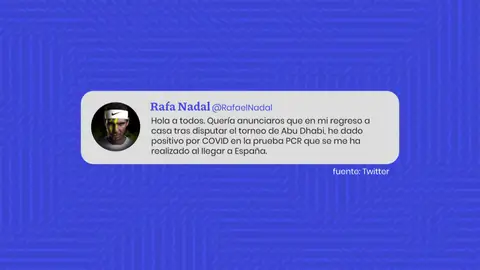 Rafa Nadal, positivo en coronavirus tras disputar el torneo de Abu Dhabi Rafa Nadal, positivo en coronavirus tras disputar el torneo de Abu Dhabi