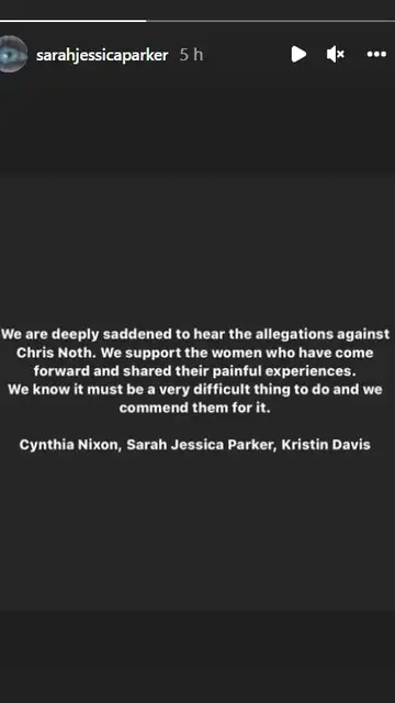 Sarah Jessica Parker publica un comunicado tras las acusaciones de agresión sexual contra Chris Noth Sarah Jessica Parker publica un comunicado tras las acusaciones de agresión sexual contra Chris Noth