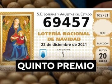 69.457, quinto quinto premio de la Lotería de Navidad 2021 69.457, quinto quinto premio de la Lotería de Navidad 2021