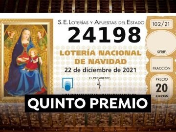 24.198, cuarto quinto premio de la Lotería de Navidad 2021 24.198, cuarto quinto premio de la Lotería de Navidad 2021