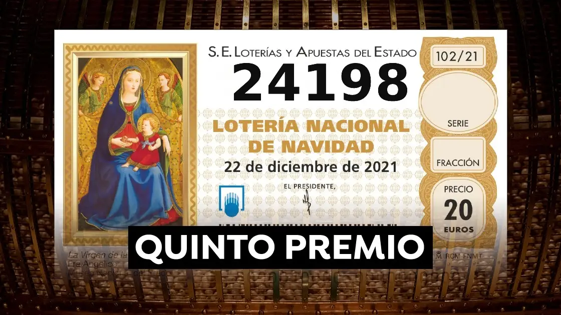 24.198, cuarto quinto premio de la Lotería de Navidad 2021 24.198, cuarto quinto premio de la Lotería de Navidad 2021