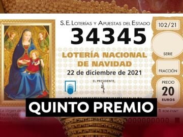 34.345, séptimo quinto premio de la Lotería de Navidad 2021 34.345, séptimo quinto premio de la Lotería de Navidad 2021