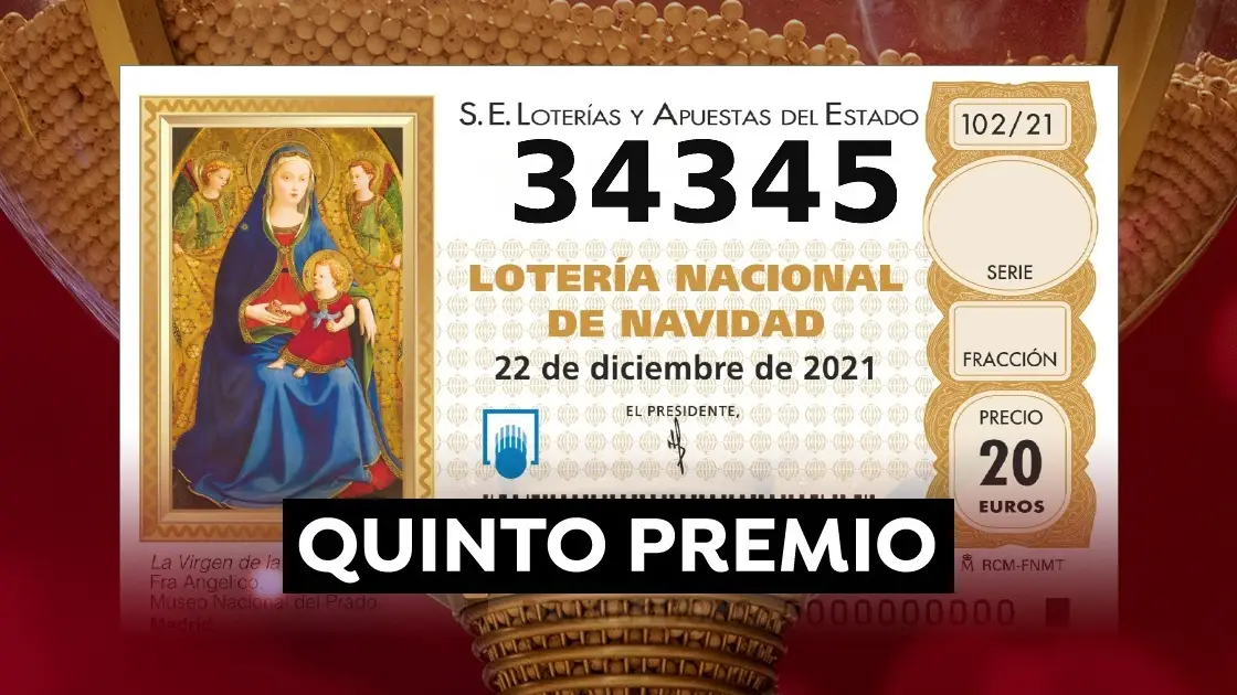 34.345, s&eacute;ptimo quinto premio de la Loter&iacute;a de Navidad 2021