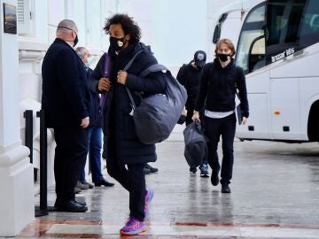 Marcelo y Modric, en un desplazamiento del Real Madrid