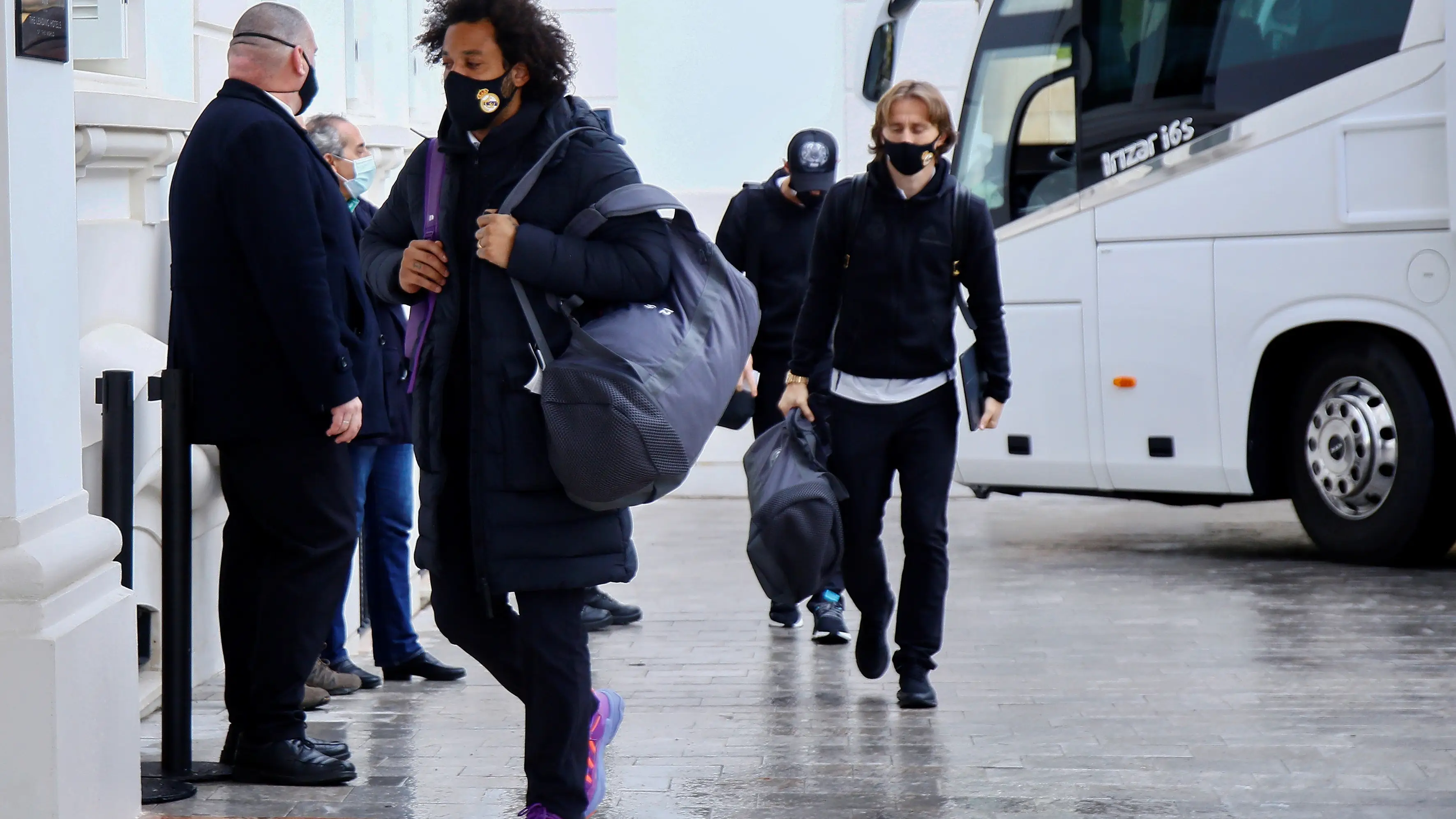 Marcelo y Modric, en un desplazamiento del Real Madrid
