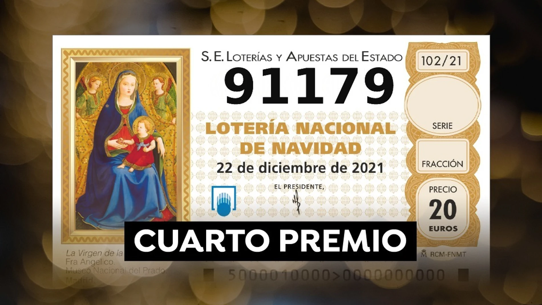 91.179, segundo cuarto premio de la Lotería de Navidad 2021