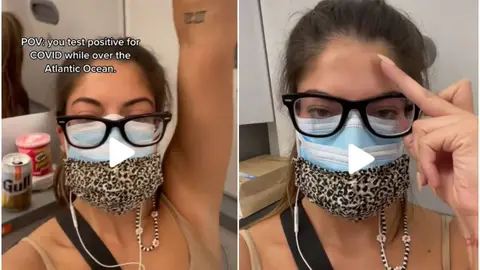 Pasa 5 horas encerrada en el baño de un avión tras saber que tiene Covid-19 Pasa 5 horas encerrada en el baño de un avión tras saber que tiene Covid-19