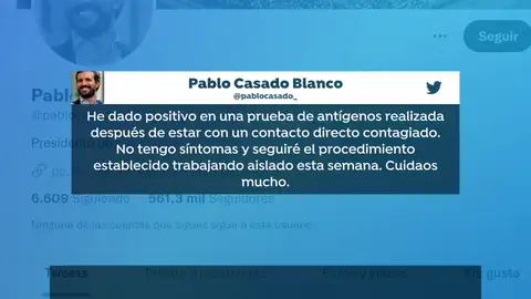 Pablo Casado da positivo en coronavirus Pablo Casado da positivo en coronavirus