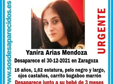 Buscan a Yanira Arias, la joven de 16 años desaparecida junto a su bebé de 3 meses en Zaragoza