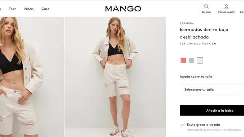 Bermudas denim bajo deshilachado Bermudas denim bajo deshilachado