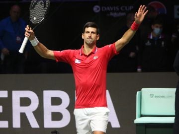 Novak Djokovic en la Davis Cup 2021 celebrada en Madrid. 
