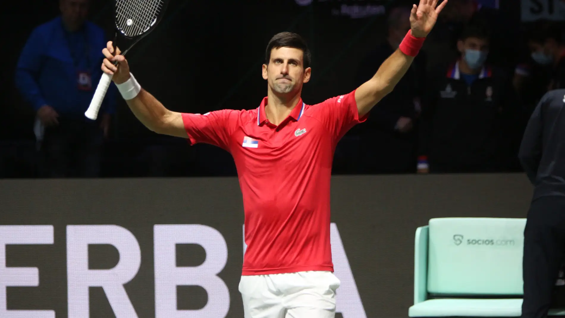 Novak Djokovic en la Davis Cup 2021 celebrada en Madrid.