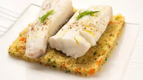 Bacalao fresco al vapor con cuscús Bacalao fresco al vapor con cuscús