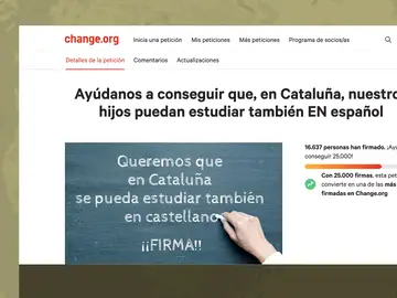 Una plataforma recoge firmas en change.org para &quot;conseguir que los alumnos catalanes puedan estudiar también en español&quot;