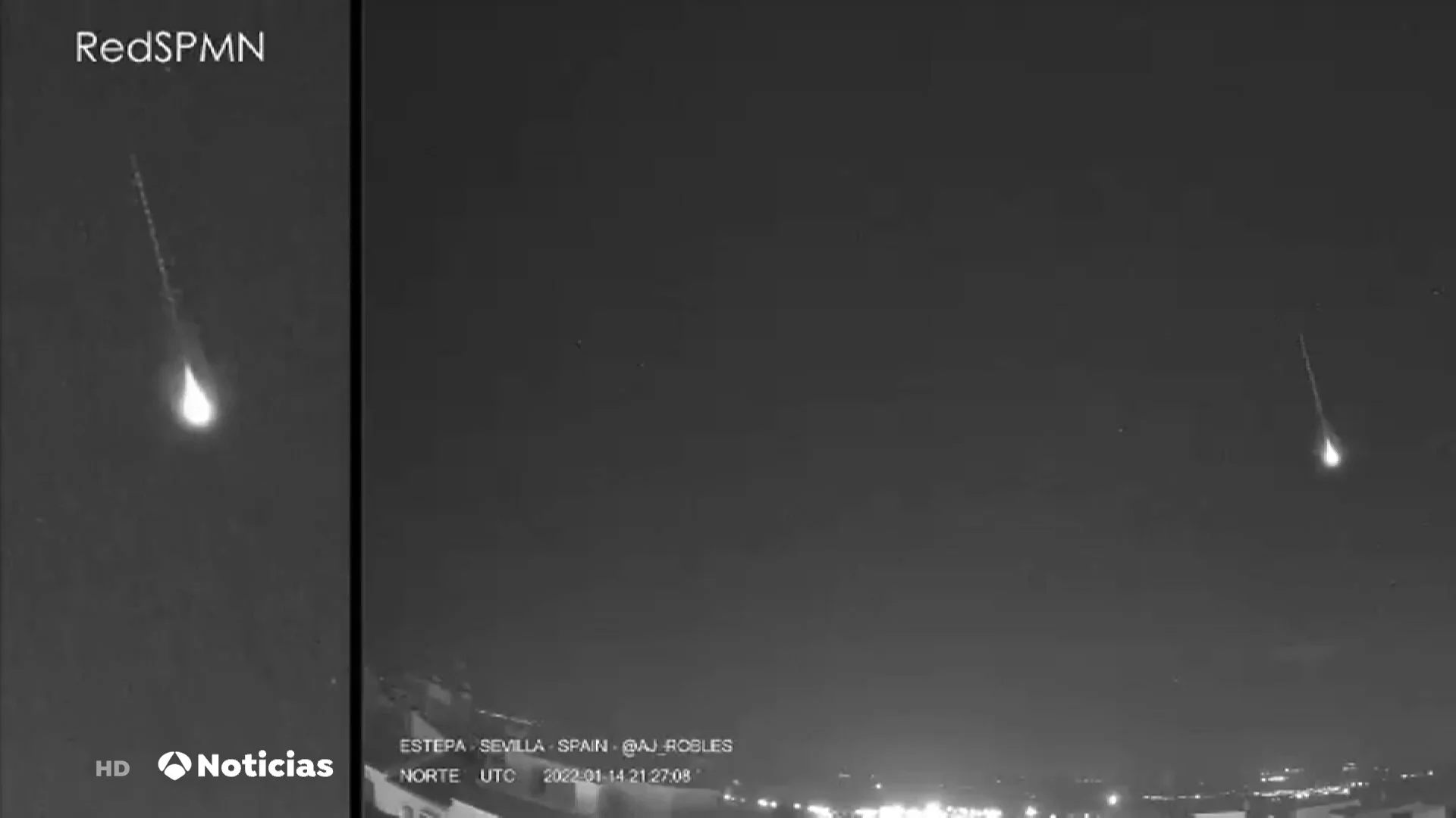 Las imágenes de cómo un bólido atraviesa el cielo en Ciudad Real Las imágenes de cómo un bólido atraviesa el cielo en Ciudad Real