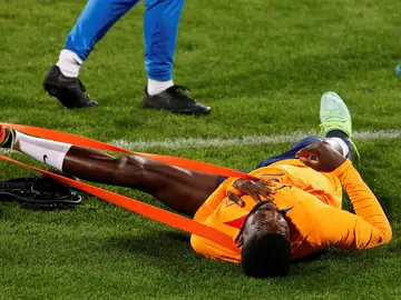 Samuel Umtiti, en un entrenamiento con el Barcelona Samuel Umtiti, en un entrenamiento con el Barcelona
