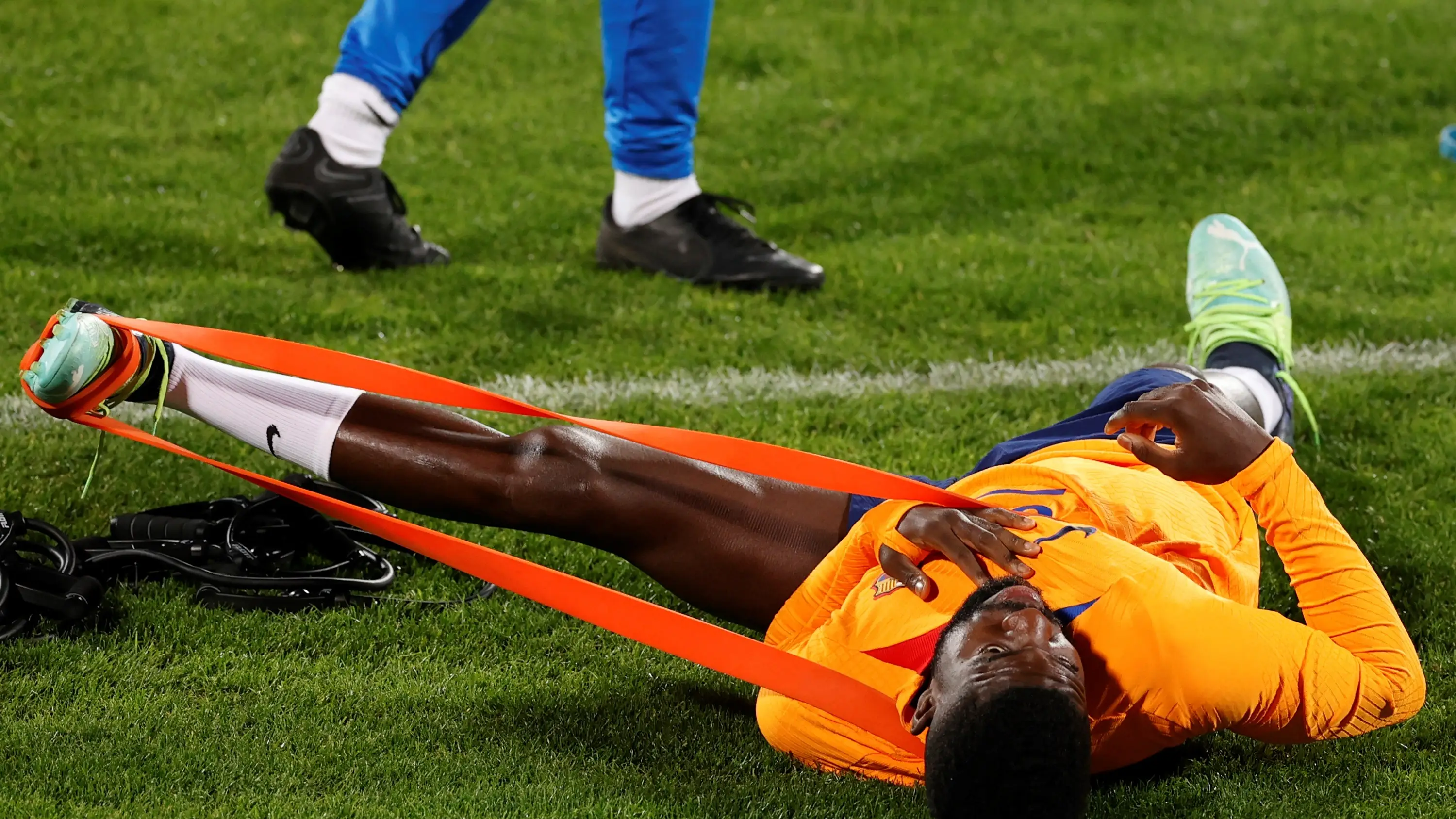 Samuel Umtiti, en un entrenamiento con el Barcelona Samuel Umtiti, en un entrenamiento con el Barcelona