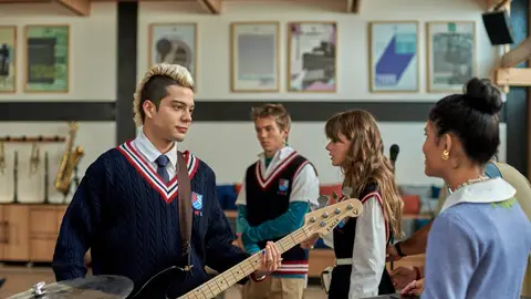 Azul Guaita, Andrea Chaparro, Jerónimo Cantillo y Franco Masini en 'Rebelde' Azul Guaita, Andrea Chaparro, Jerónimo Cantillo y Franco Masini en 'Rebelde'