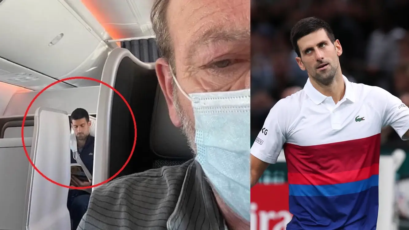 Novak Djokovic es grabado sin mascarilla en el avión en el que regresó a Serbia Novak Djokovic es grabado sin mascarilla en el avión en el que regresó a Serbia