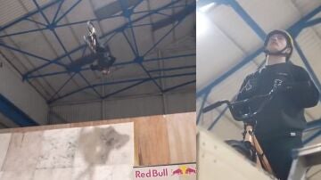 Kieran Reilly, en el momento de lograr el primer Triple Flair de la historia del BMX