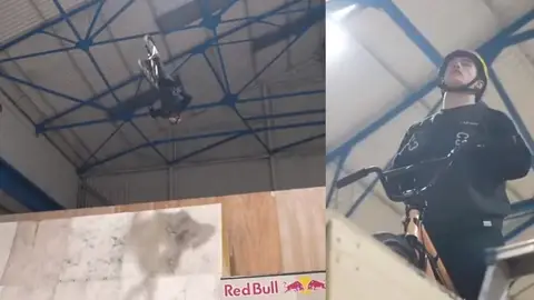 Kieran Reilly, en el momento de lograr el primer Triple Flair de la historia del BMX Kieran Reilly, en el momento de lograr el primer Triple Flair de la historia del BMX