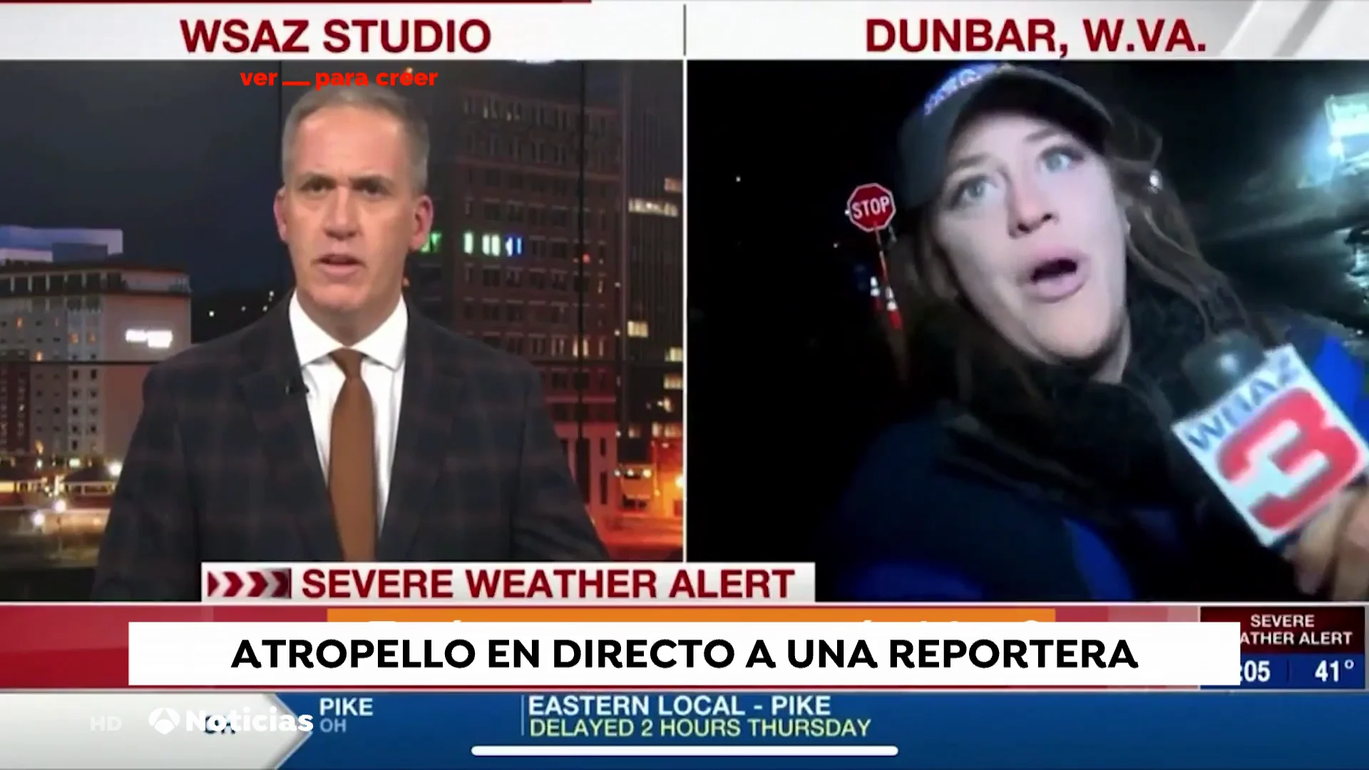 Una reportera de Estados Unidos es atropellada mientras hacía una conexión en directo para televisión Una reportera de Estados Unidos es atropellada mientras hacía una conexión en directo para televisión