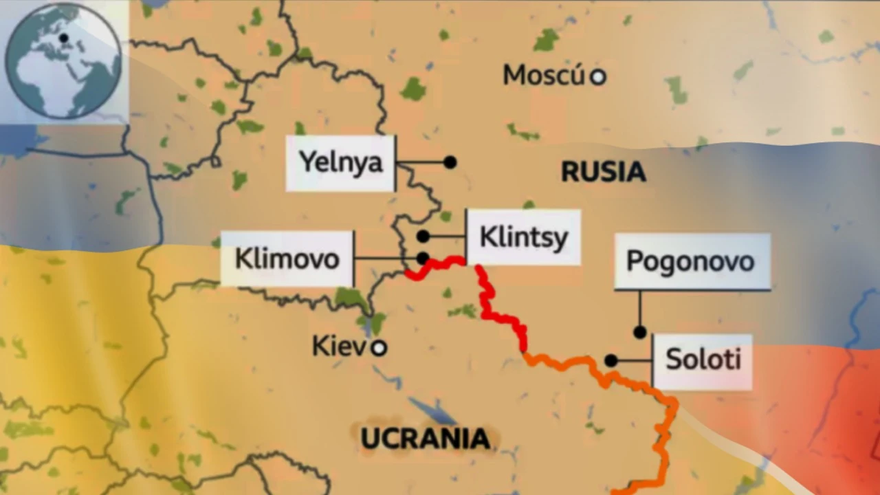 El mapa que representa la tensa situaci&oacute;n entre Rusia y Ucrania, con el norte como punto d&eacute;bil