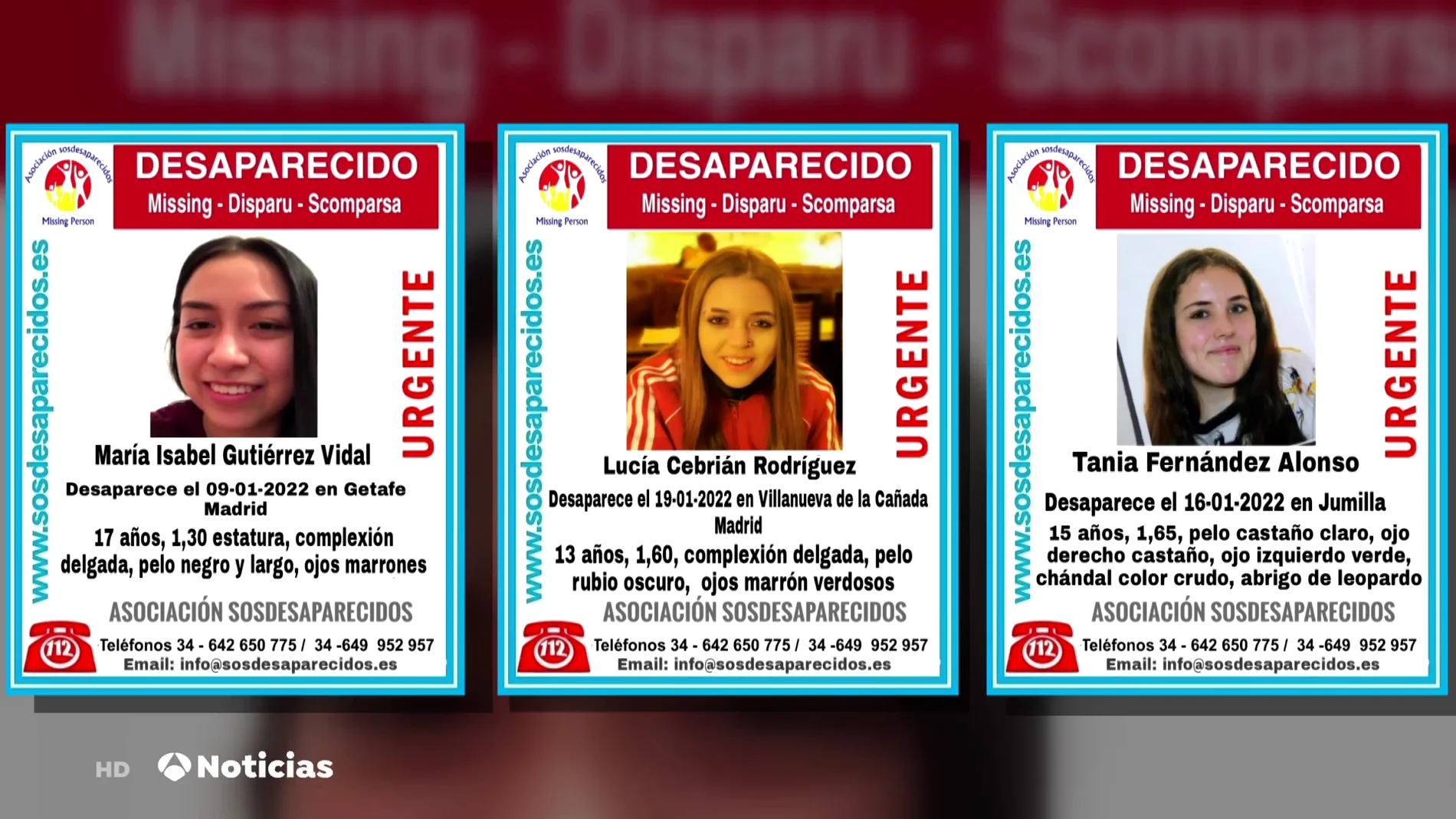 Se busca a 3 menores de edad desaparecidas en Madrid y Murcia