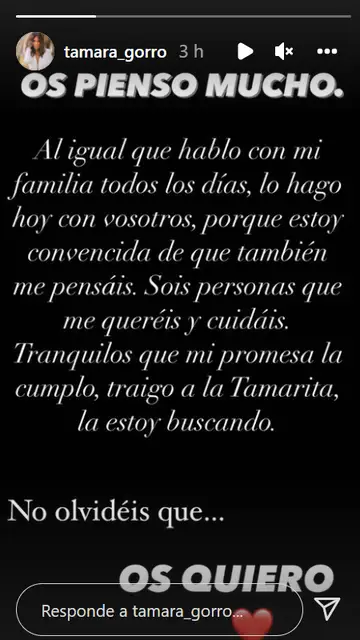 Mensaje de Tamara Gorro Mensaje de Tamara Gorro