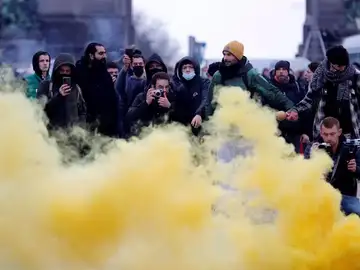 Imagen de la protesta en Bruselas contra las restricciones