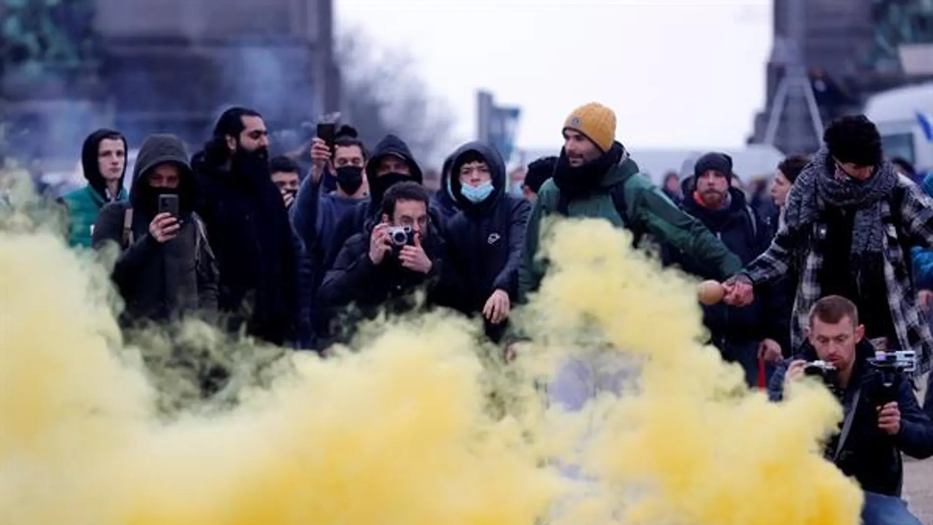 Imagen de la protesta en Bruselas contra las restricciones