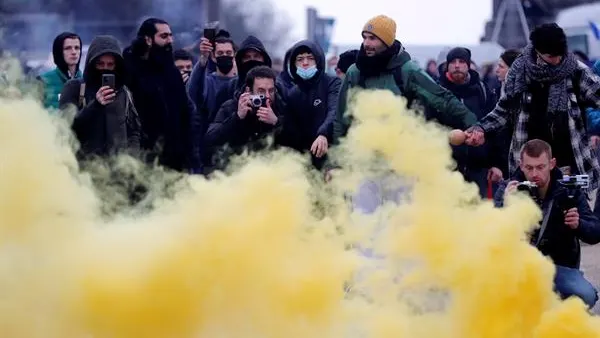 Imagen de la protesta en Bruselas contra las restricciones