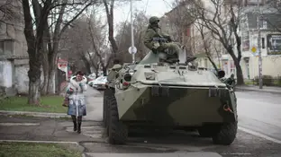 Un tanque del ejército ruso en Crimea Un tanque del ejército ruso en Crimea