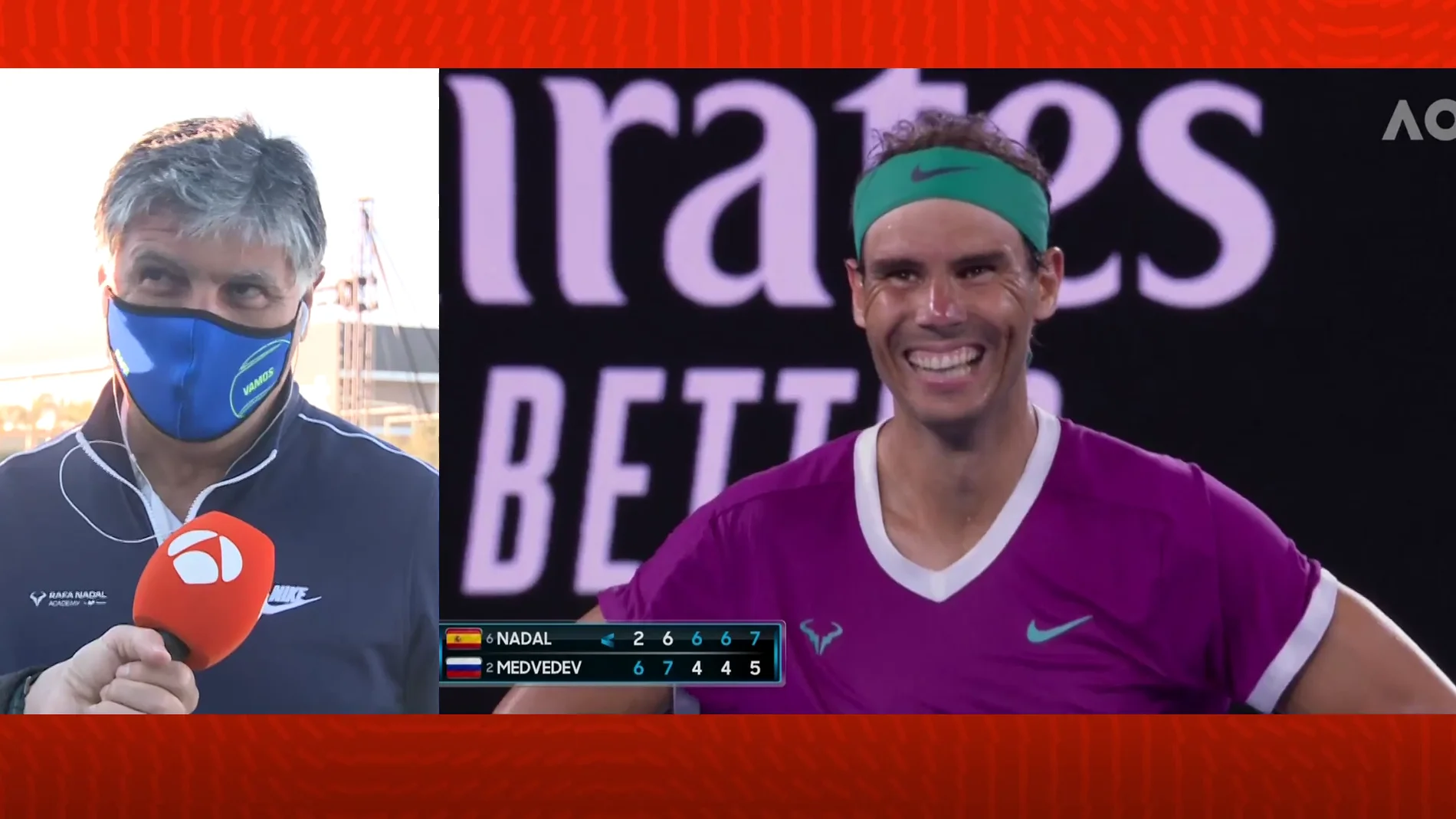 Toni Nadal: "Tres días antes de viajar a Australia, Rafa me dijo que se encontraba mal y que no sabía si jugaría el Open"