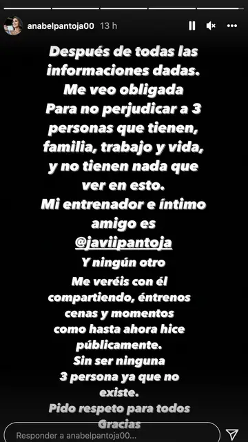 Anabel Pantoja se pronuncia tras los rumores de infidelidad Anabel Pantoja