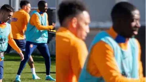 La imagen de Aubameyang entrenando con el Barça La imagen de Aubameyang entrenando con el Barça