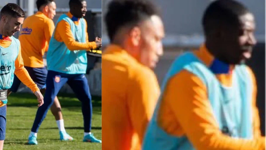 La imagen de Aubameyang entrenando con el Barça La imagen de Aubameyang entrenando con el Barça