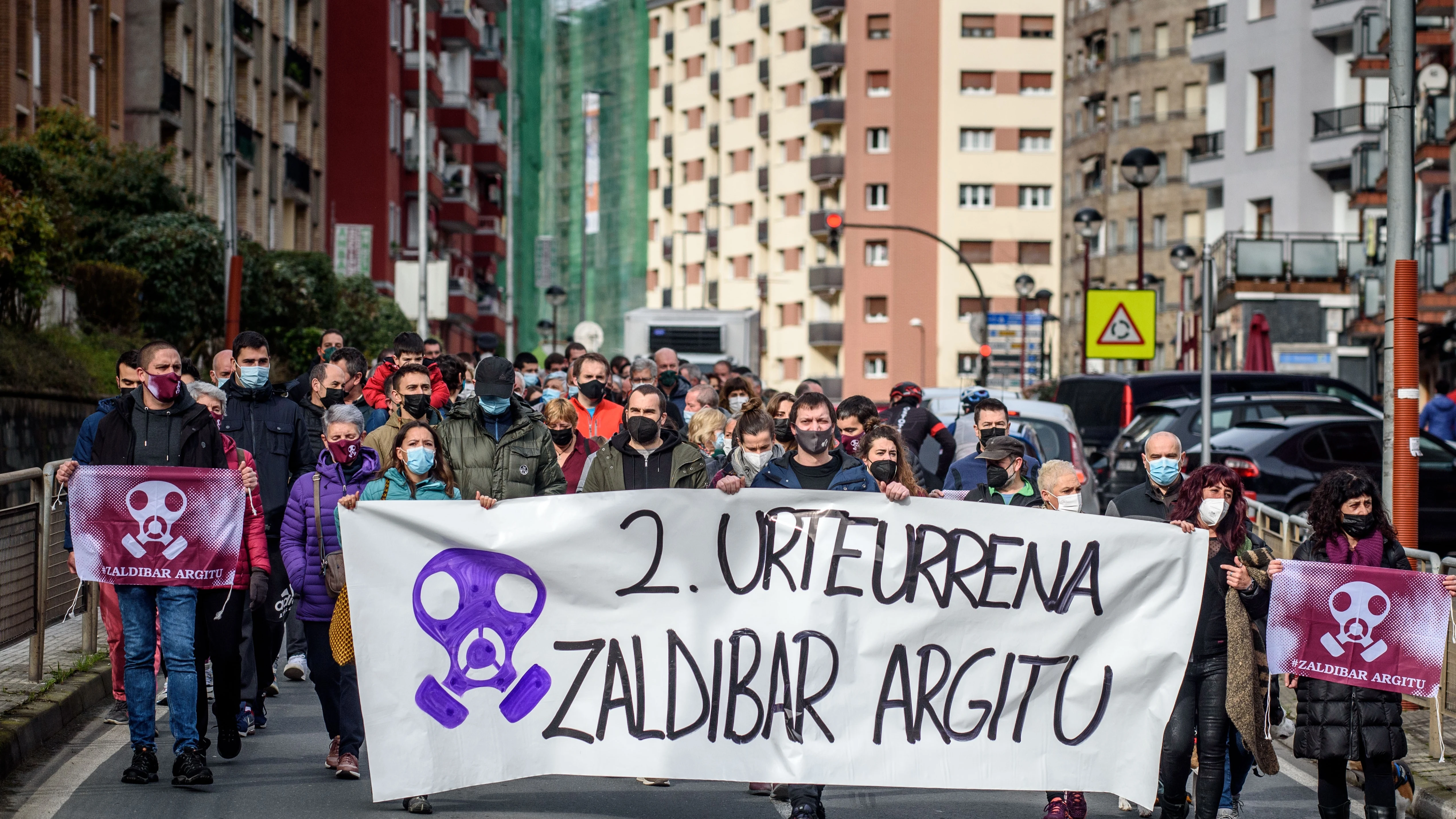 Manifestaci&oacute;n en Ermua para conmemorar este domingo el segundo aniversario de la cat&aacute;strofe del vertedero de Zaldibar. 